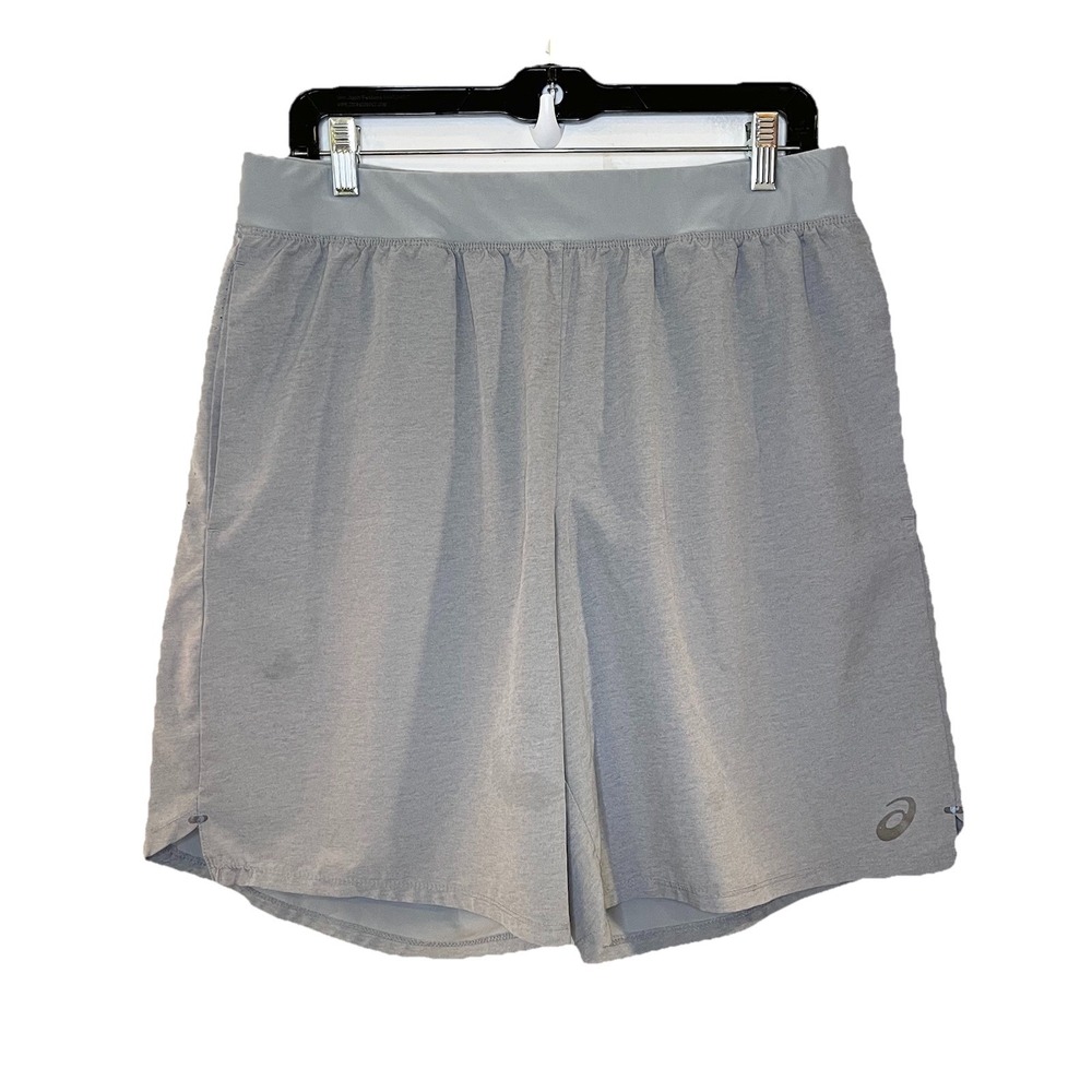 Mens ASICS Running Lined Shorts Light Gray Large